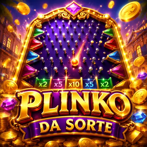 Card do jogo Plinko com bolinha caindo entre os pinos